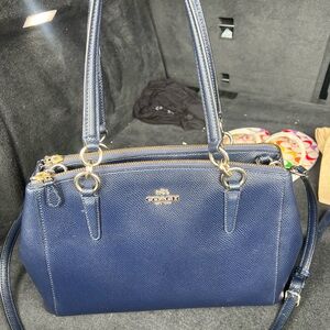Coach Navy Blue Leather Handbag
